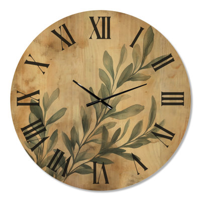 Coastal Sage Branches II - Olive Branch Wood Wall Clock