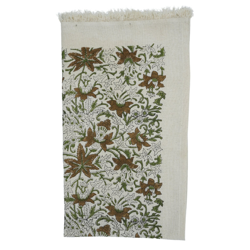 100% Cotton Floral Hand Block Print Waffle Hand Towels - Soft, Absorbent, and Handcrafted to Perfection (Saptrishi, Brown)