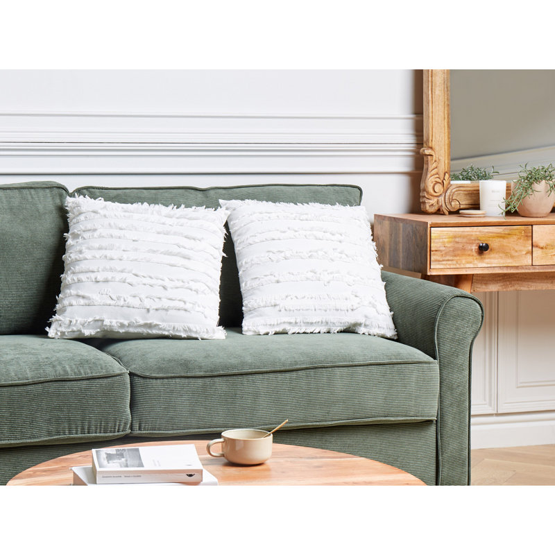 Chaseburg Striped White Square Cushion