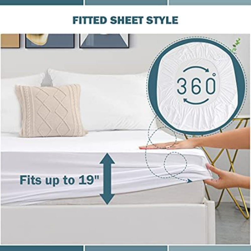 Ensemble de 2 couvre-matelas imperméable complet avec housse de protection pour matelas profonds, couvre-matelas doux et respirant, housse de lit imperméable sans bruit
