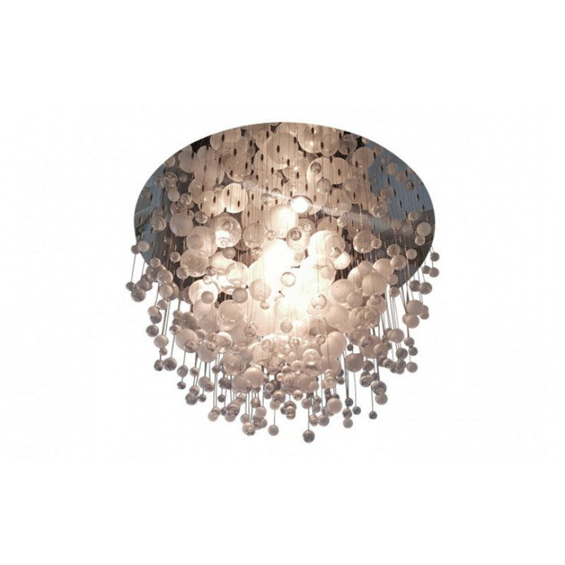 Lustre illusion d'intérieur Alan Mizrahi, Voilé givré, 42.5" Width x 42.5" Depth x 30" Height, Or français