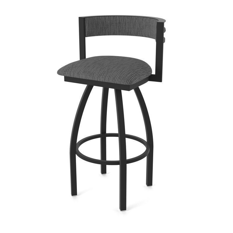 Tabouret Artémis, Noir froissé, Tabouret de bar (siège d'une hauteur de 36 po), Tissu - charbon graphique