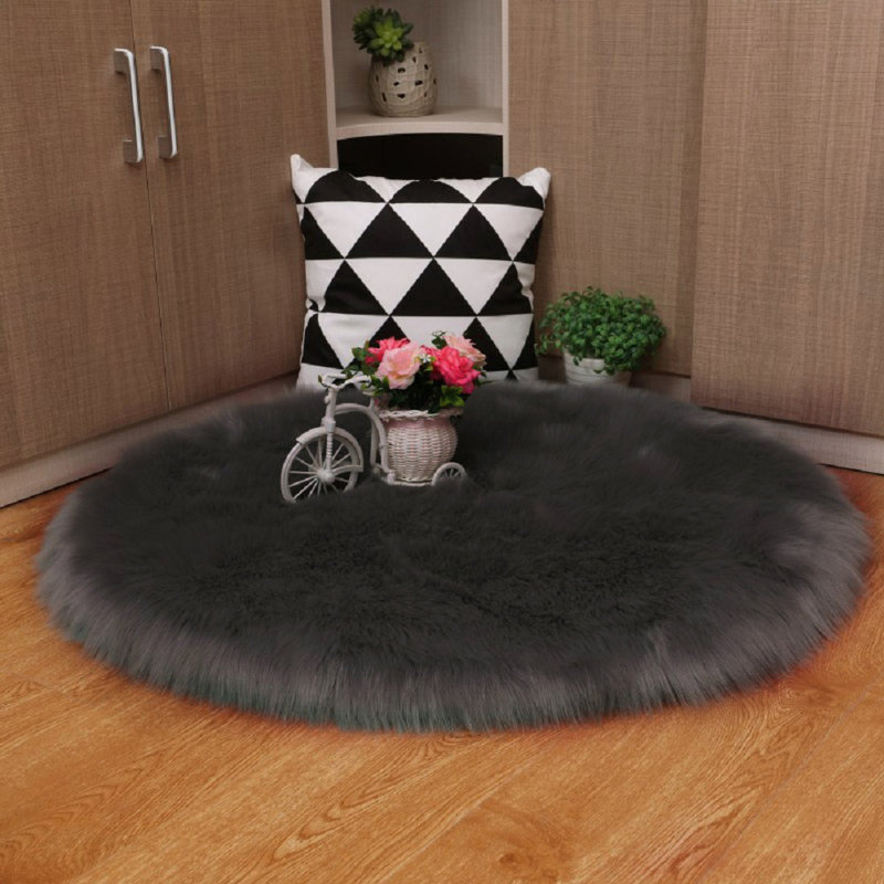 Round Leopold Solid Colour Shag 60cm X 60cm Area Rug, Round 60cm