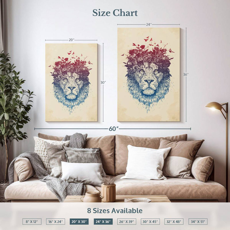 Brampt Floral Lion, 36" H x 24" W