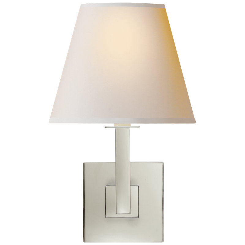 Architectural 1 - Light Armed Sconce, Polished Nickel, Fabric