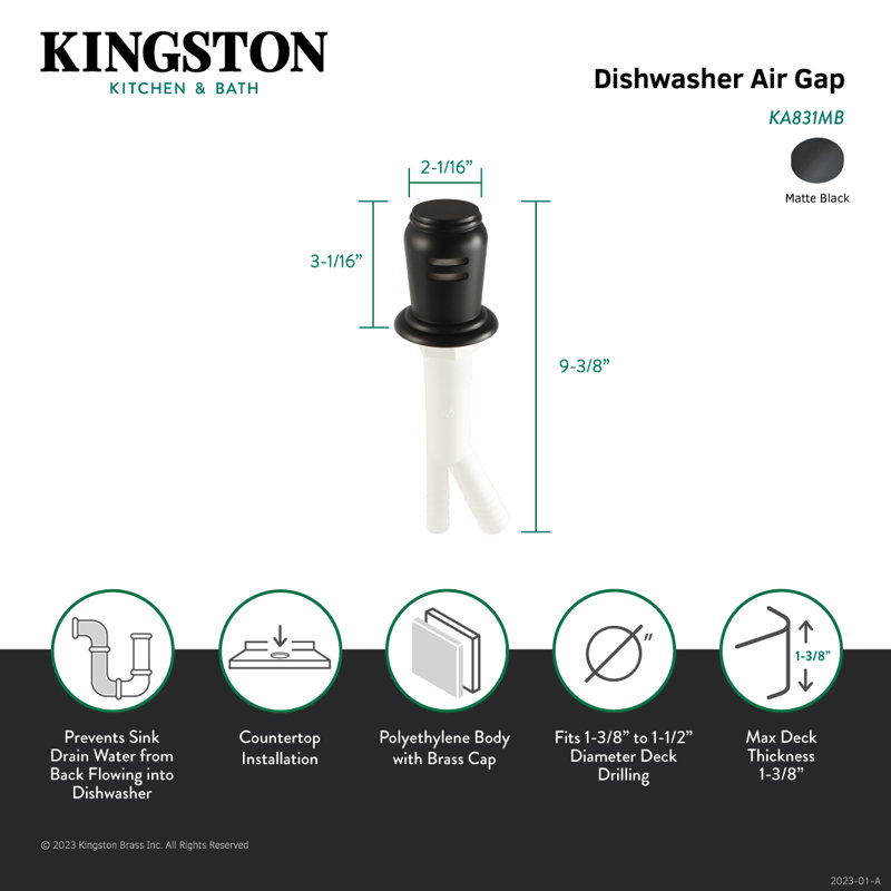 Écart d'air pour lave-vaisselle Kingston Brass Trimscape, Noir mat