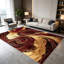 Tapis à motif abstrait tourbillon fluide 1pc bourgogne doré pour le salon, doux et confortable, convient à toutes les saisons, facile à entretenir, lavable à la machine, tapis de dessous de table convenant à la table à manger, à la chambre à coucher, au vestibule de la cuisine, à la maison-129365828