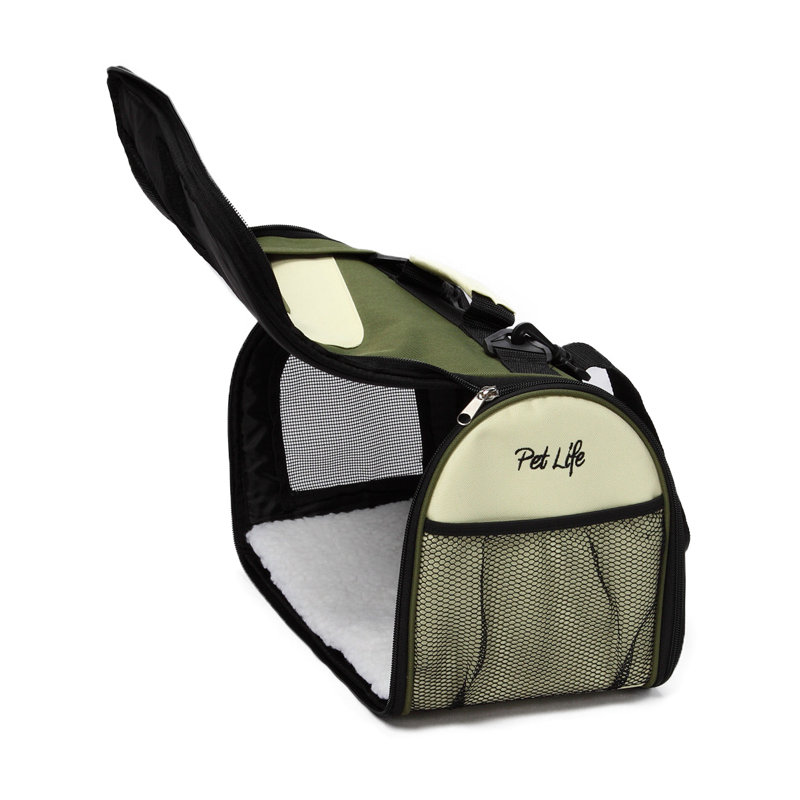 Sac de transport pour animal de compagnie pliable à fermeture à glissière Pet Life, Grand (H 10,5 po x l 10,1 po x P 18,1 po)