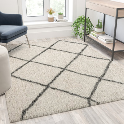 Brittain Diamond Trellis Modern Shag Area Rug