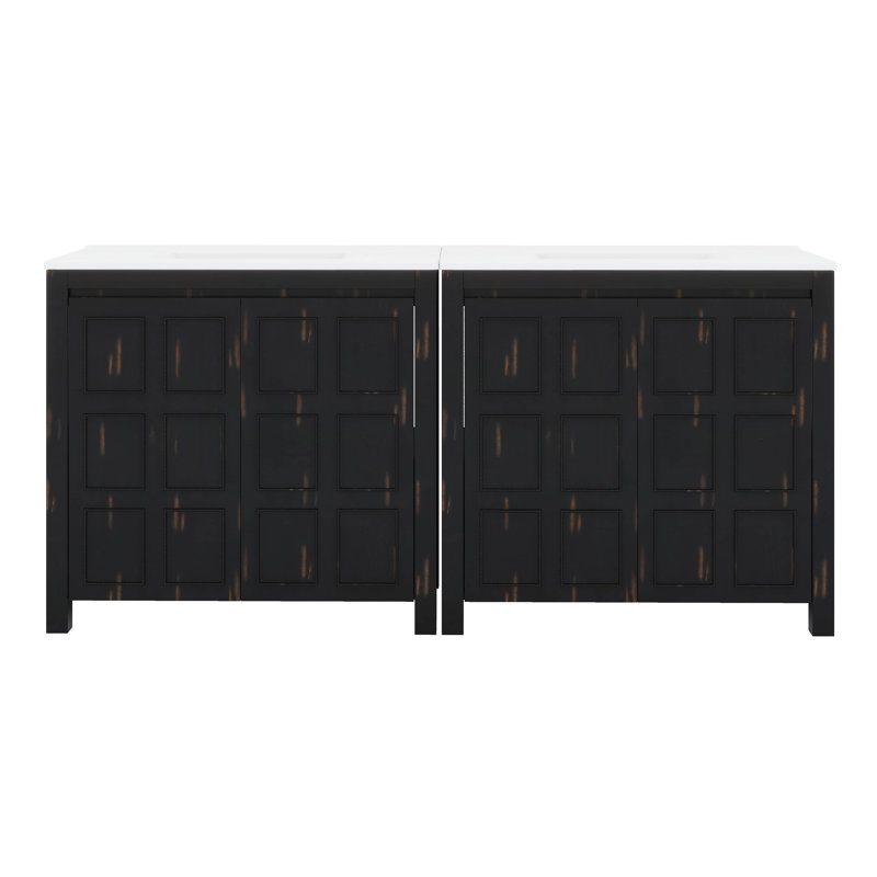 Ensemble de meuble-lavabo 72 po avec double meuble-lavabo, double lavabo en céramique, tablette réglable