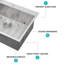 Évier de cuisine 28 po x 22 po x 10 po à cuve simple encastrable en acier inoxydable de calibre 16 28 po