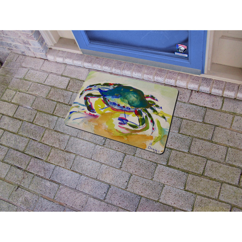 Tapis d'entrée / extérieur antidérapant Liesl Crab, Rectangle 1 pi 6 po x 2 pi 2 po