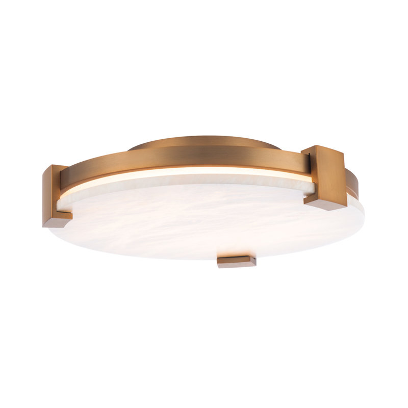 Catalonia Glass LED Flush Mount, Aged Brass, 3.88" H x 16.63" W x 16.63" D