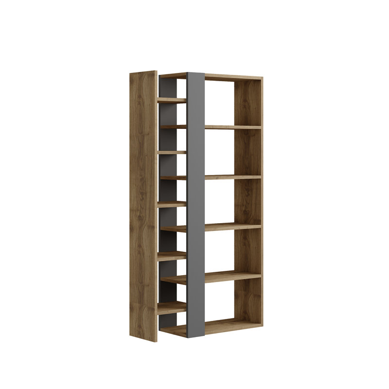 Lift Modern Bookcase Display Unit – 5-Tier Freestanding Storage – 80x29x151 cm, White/Retro Grey