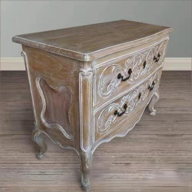 Armoire console en bois massif rétro patiné