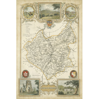 Map Of Leicestershire - Wrapped Canvas Print