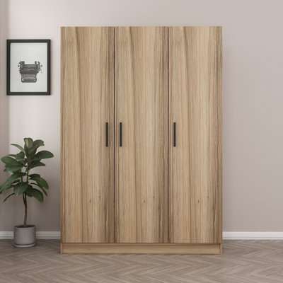 Armoire élégante en chêne, 53,1 po x 82,7 po x 20,5 po | Fabriqué à partir de panneau de particules enduit de mélamine à 100%, épaisseur: 0,7 pouce | Solution de rangement élégante et fonctionnelle pour les chambres à coucher modernes, design durable et contemporain