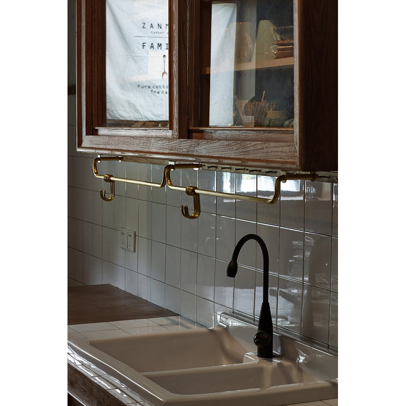 Rustic Solid Brass Kitchen Utensil Rail