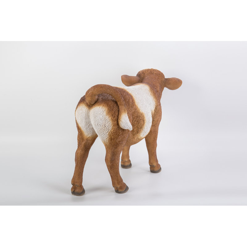 Brown and White Polyresin Standing Cow Statue
