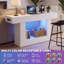 Console mince de style campagnard de 140 cm avec alimentation intégrée (prises et ports USB), éclairage DEL à détecteur de mouvement, étagère de rangement à 2 niveaux, table d'entrée/derrière le canapé-134703520