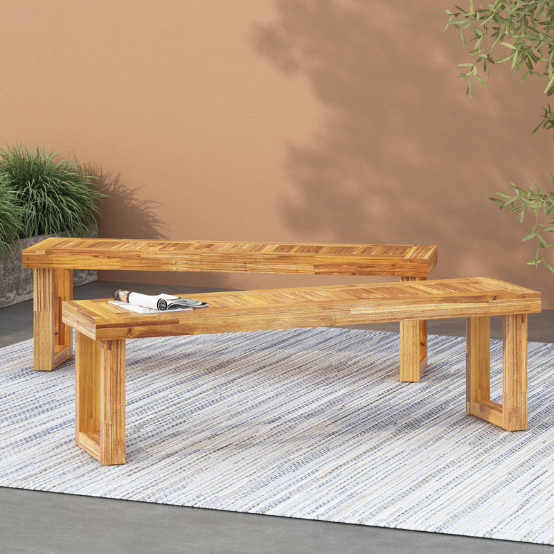 Banc en bois 2 - Naturel, résistant aux intempéries et à 2 bancs résistant aux intempéries