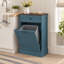 Armoire à poubelle inclinable, armoire à poubelle en bois pour la cuisine et la lessive - Bleu-130021477