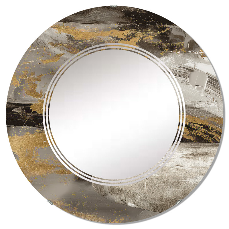 Painted Gold Stone - Traditional Mirror, 31.5" H x 31.5" W