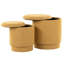 Tissu jaune au style contemporain, couvercles amovibles pour optimiser le rangement, assise confortable grâce au rembourrage en mousse, deux poufs, aucun assemblage requis, capacité de 113 kg, usage intérieur, 14,58