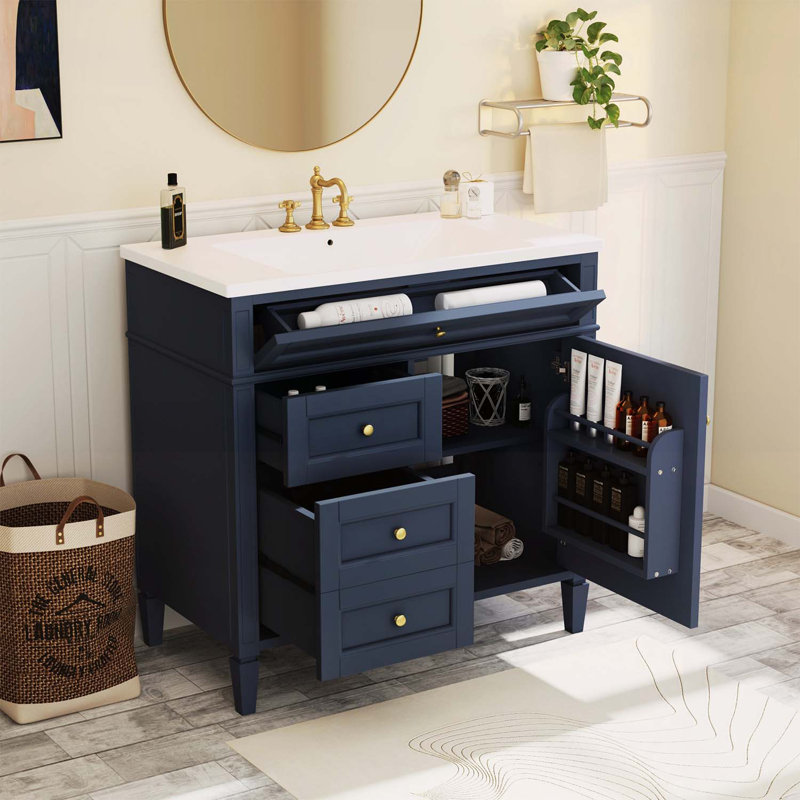 Modern Bathroom Vanity with Abundant Storage and Stylish Design, Navy Blue