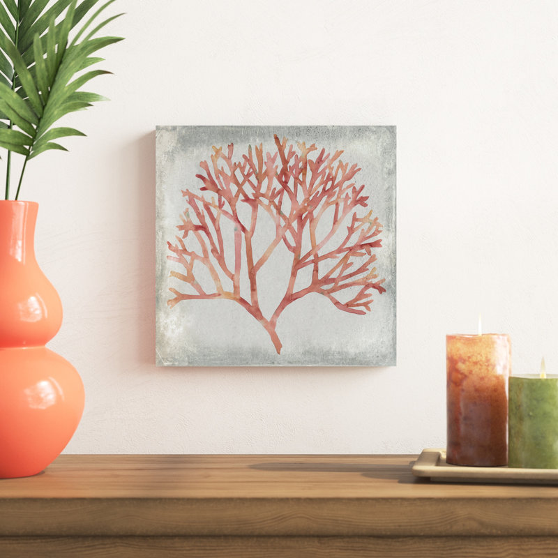 Aquarelle corail IV, H 12 po x l 12 po x P 1,25 po
