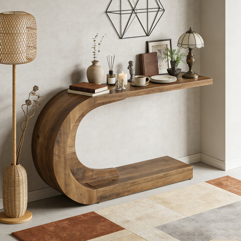 C-Shaped Modern Accent Table Hallway Table