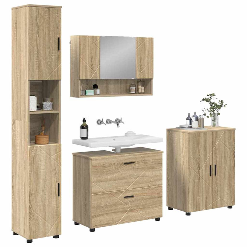 Bathroom Storage Furniture Set, Sonoma Oak