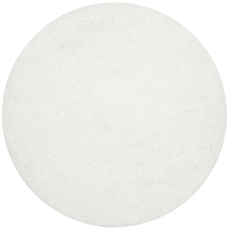 Assar Handmade Shag White Area Rug , Round 5'