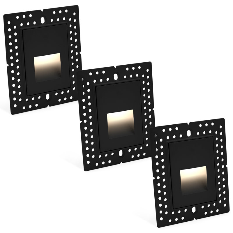 LUXRITE Trimless Vertical LED Step Lights, 5CCT 2700K/3000K/3500K/4000K/5000K, 3W, 90LM, CRI90, Dimmable, 110° Beam, 120V Step Light, IP65, Stair Lights Indoor/Outdoor, ETL Listed, Black (3 Pack)