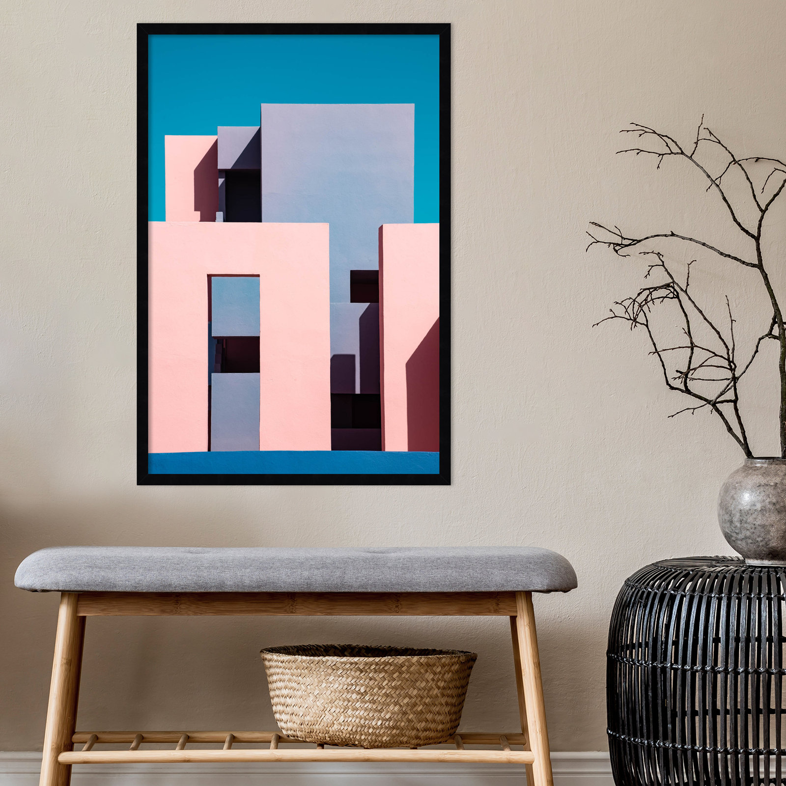 Muralla Roja Buildings 1 Print, Black, 33" H x 23" W x 1" D