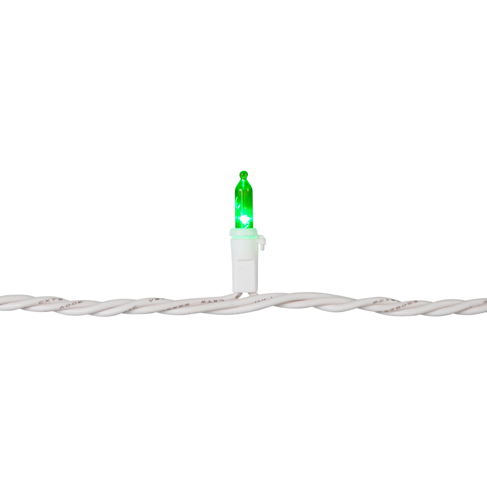 100-Light Warm LED Christmas String Lights, Green/White, 50