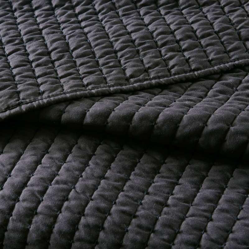 3 Piece Quilt Set Black Full/Queen