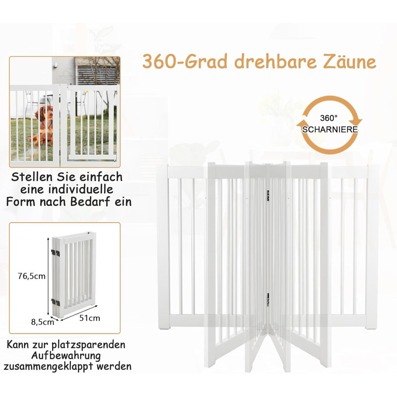 Colville Pine Wood Free Standing Pet Gate With Door