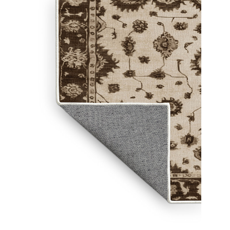 Machine Washable Overdyed Beige Area Rug, Square 6'