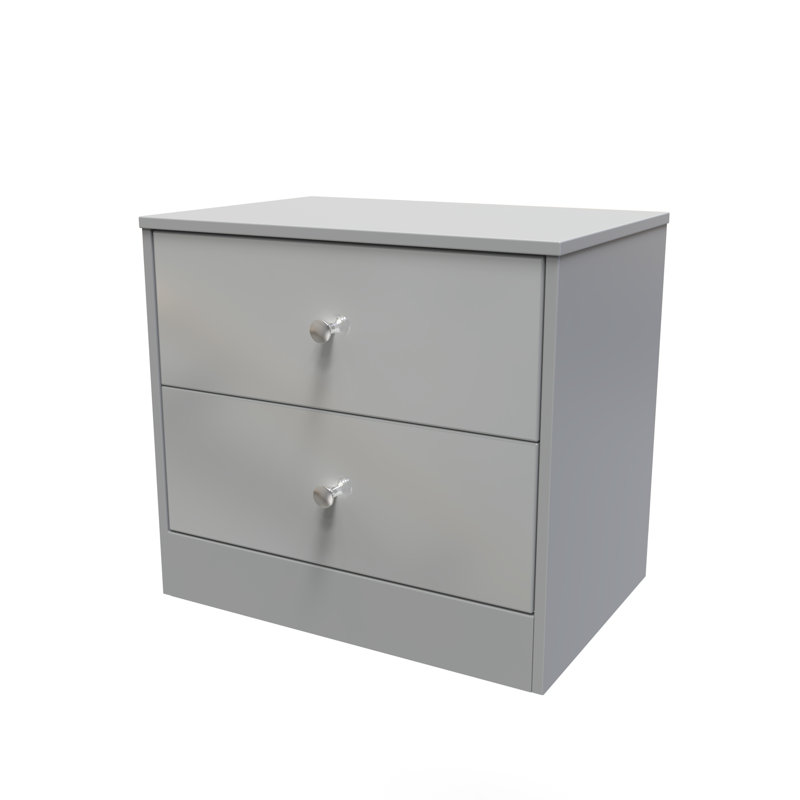 Bhargavi 2 Drawer Midi Chest (Ready Assembled), Uniform Grey/Dusk Grey