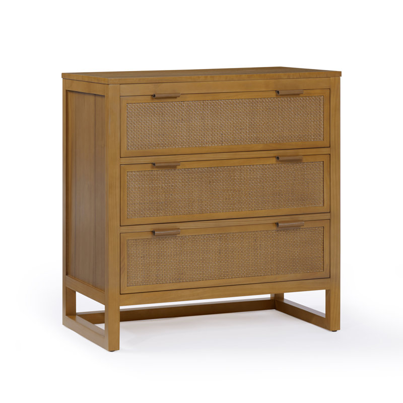 Solid Wood 76cm W 3 - Drawer Chest of Drawers, Brown