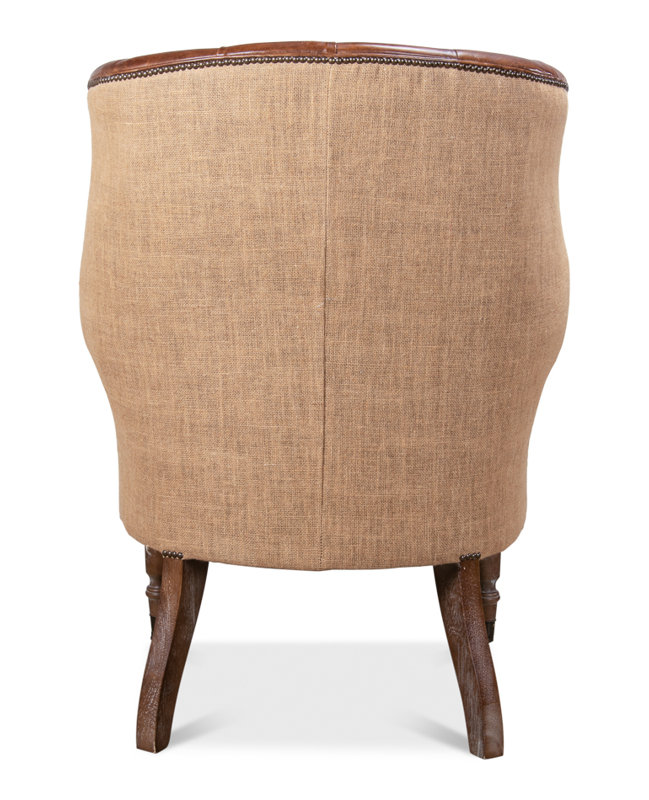 Welsh Tufted Wingback Chair, Vintage Cigar Genuine Leather