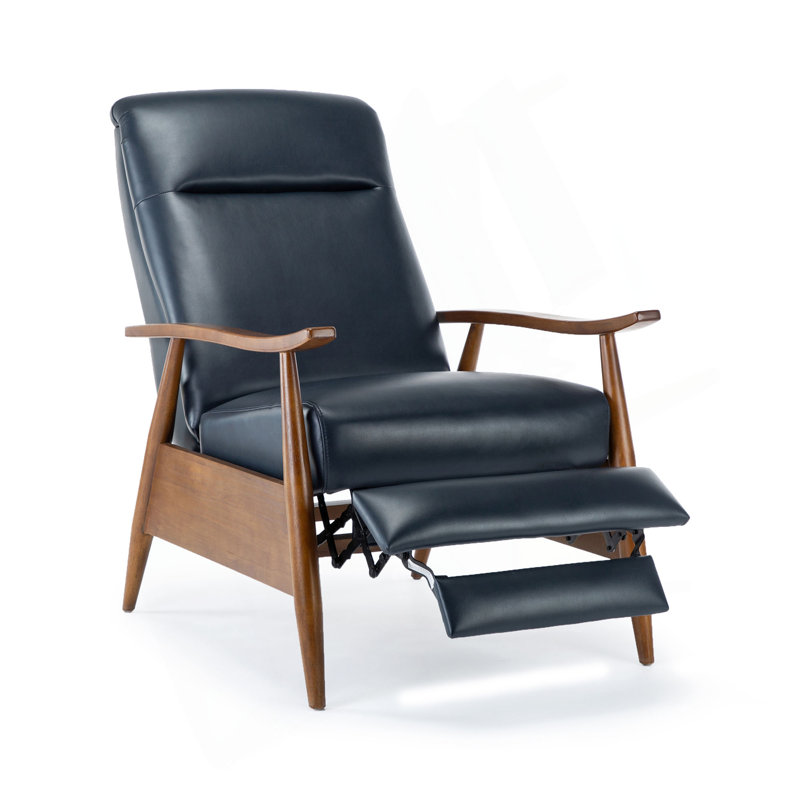 Sarasota Wood Arm Push Back Recliner, Blue
