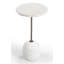Table d'appoint en marbre blanc Aeirith avec plateau Live-Edge et structure en laiton