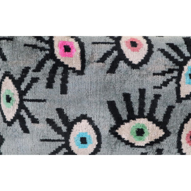 Velvet Rectangular Pillow Cover & Insert, Gray/Black