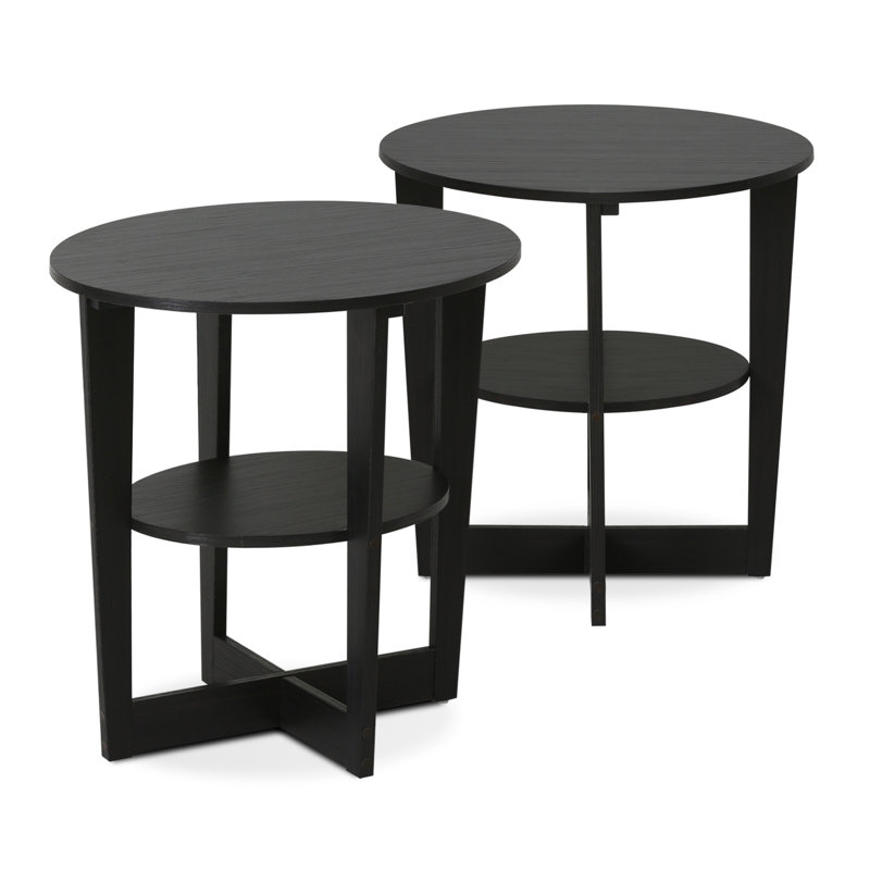 Bozko 2 Piece Oval Side Table Set, Walnut