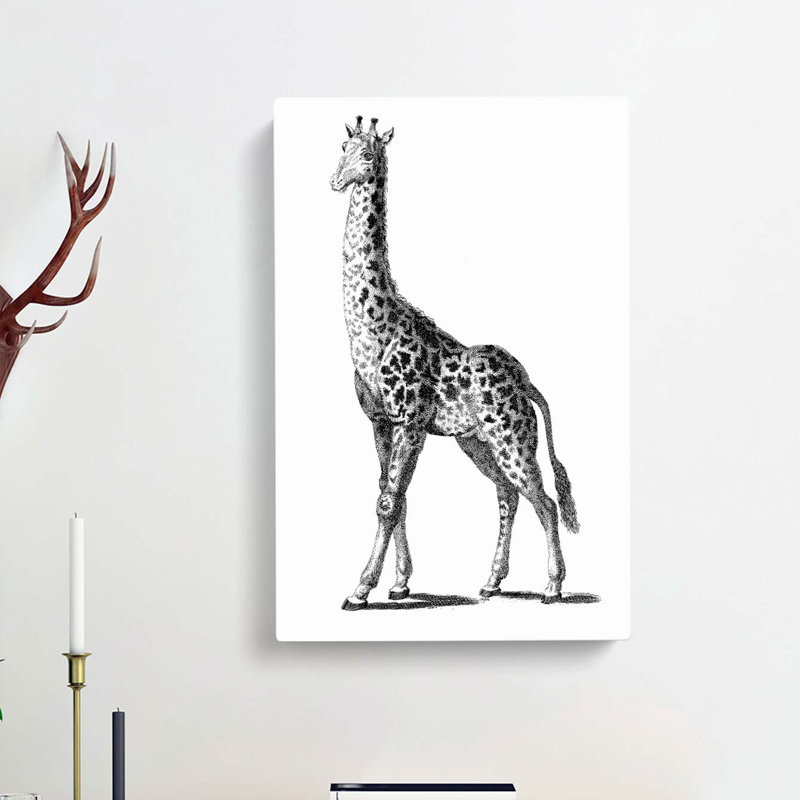 Giraffe in Black & White by George Shaw - Wrapped Canvas, 50cm H x 35cm W x 3cm D
