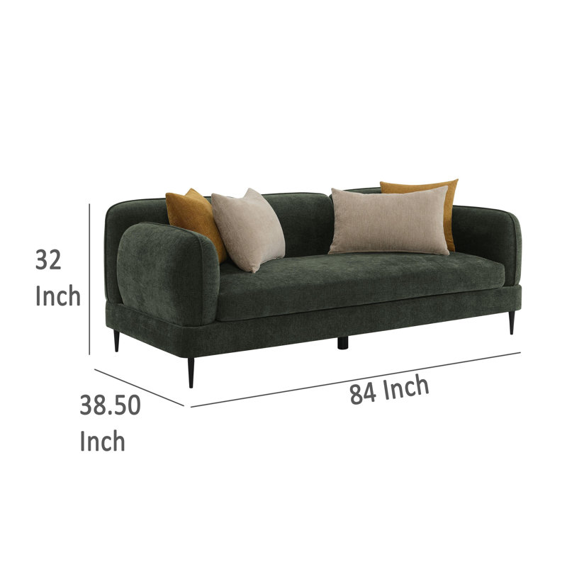 Chenille Modern Track Arm Sofa, Green