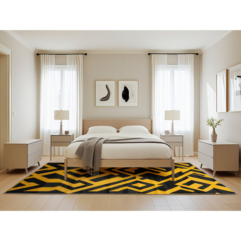 Tapis brun treillis lavable à la machine, Rectangle de 5 pi x 8 pi