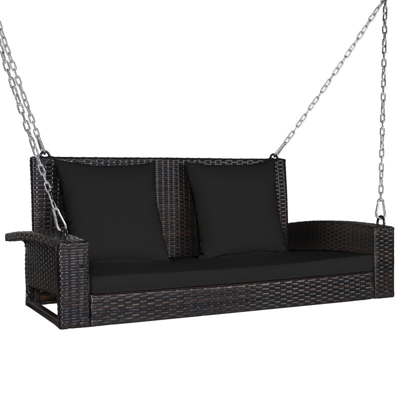 Abbass 2 Person Porch Swing, Black